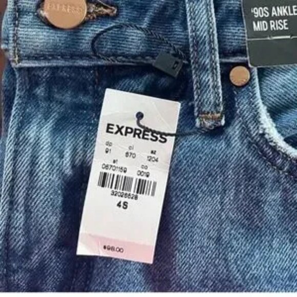 Express Womens 90s Ankle Boot Mid Rise Distressed Cropped Jeans‎ Size 4S - Picture 3 of 6